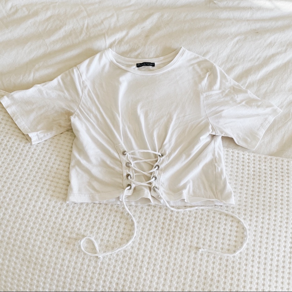 GUC - Zara Corset Front T-Shirt | Size Small - Picture 2 of 4